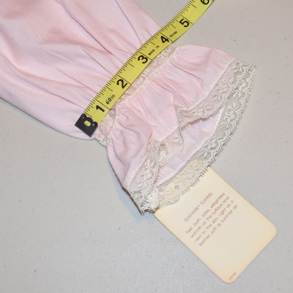 NWT Vintage Barbizon Feathaire Flannel Pink Nightgown Petite Lace Pintuck Pleat - Picture 8 of 16